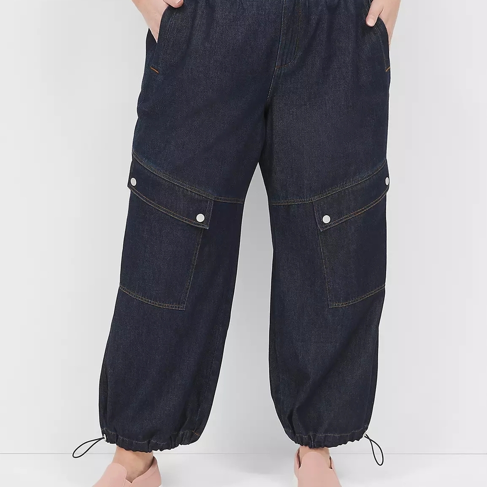 Lane Bryant Dark Blue Parachute Cargo Jeans 16